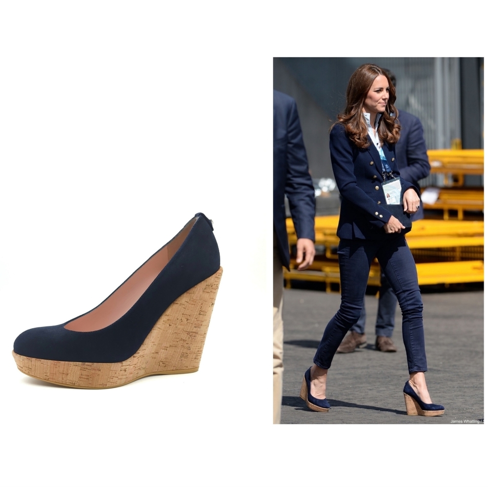 STUART WEITZMAN Suede Corkswoon Wedges-7.5